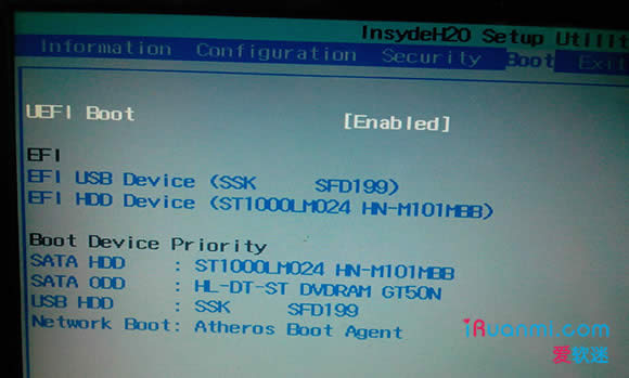 ����Y480 UEFI����ѡ��
