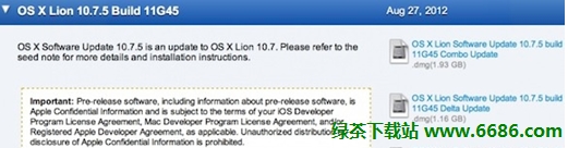 ƻ������OS X 10.7.5�����߲��԰桾�汾��11G45��