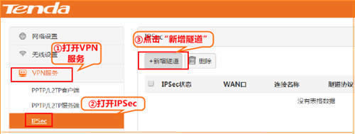 腾达 W20E+ 企业无线路由器设置IPSEC用户方法 路由器