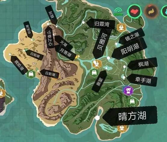 《创造与魔法》河流湖泊地图分布图