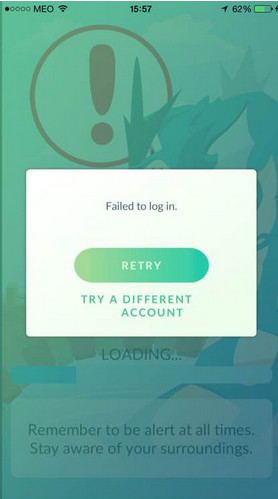 pokemon goʾfailed to log inô