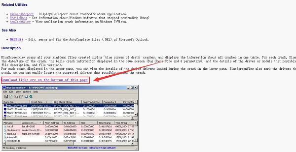 Win7��ô��BlueScreenView�鿴����ԭ��